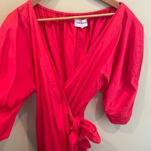Mara Hoffman red wrap maxi dress size XL